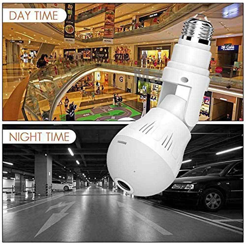 led lamp ip security spy camera vr 360 panoramic wifi