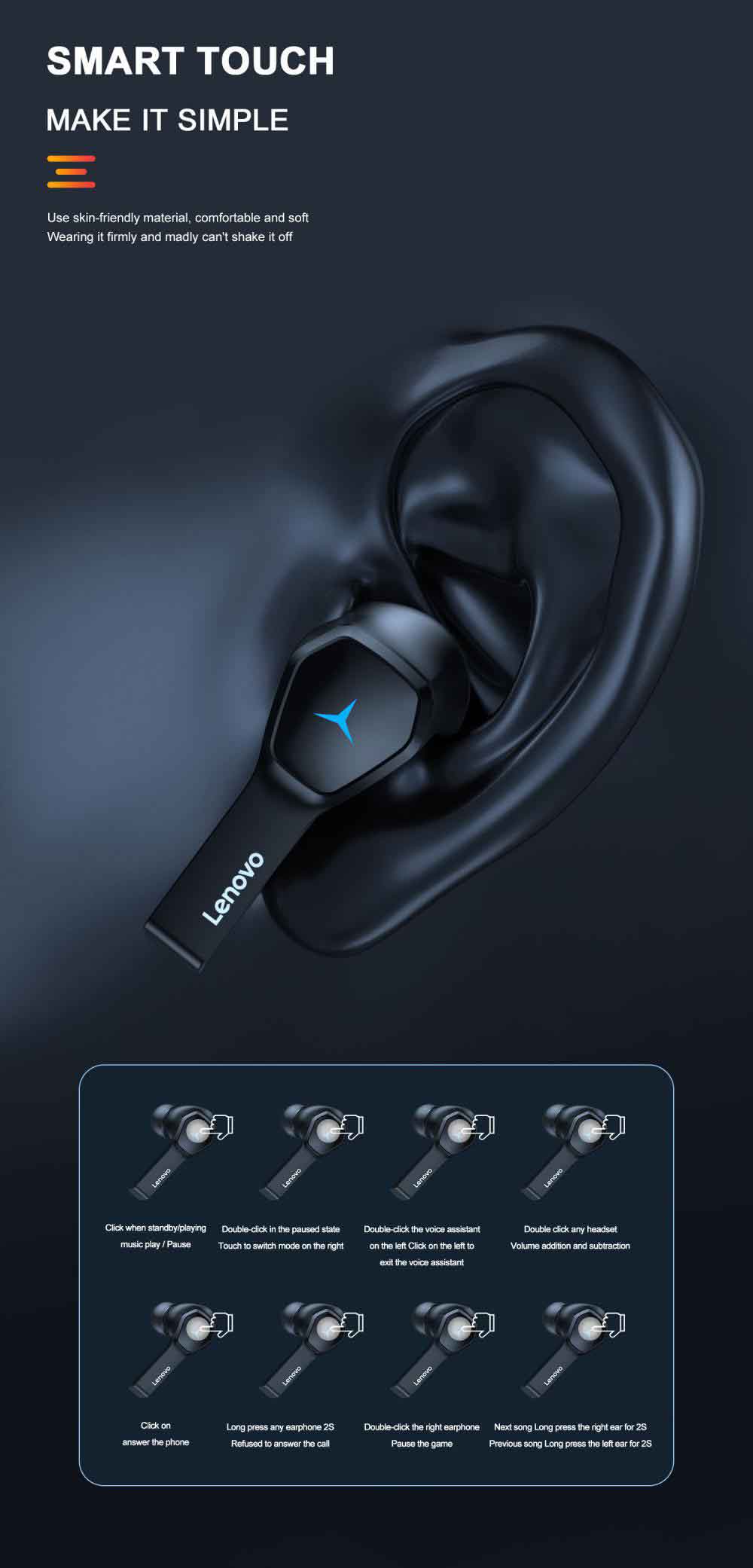 Lenovo Bluetooth Gaming Earbuds