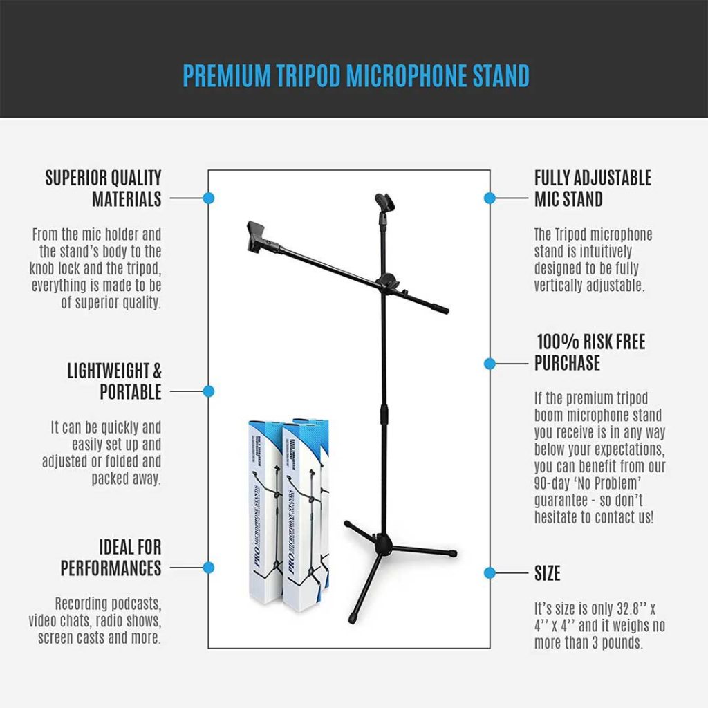 professional floor microphone stand with boom arm specs
